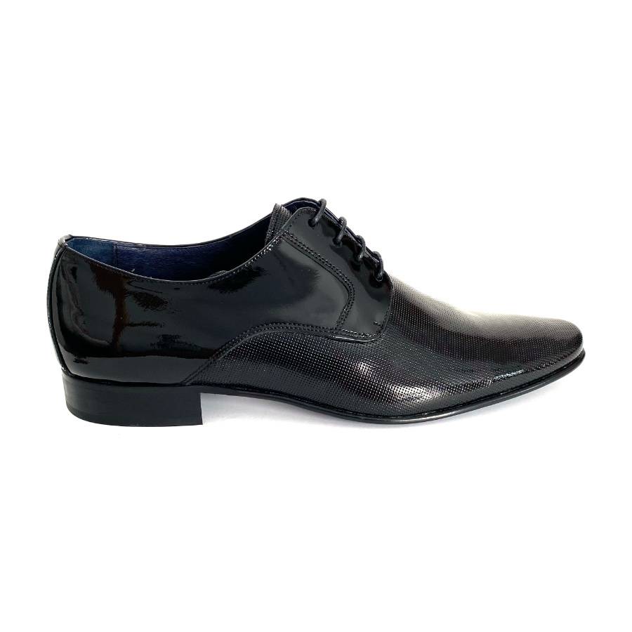 Zapatos blucher de hombre en piel charol negro: imagen 1