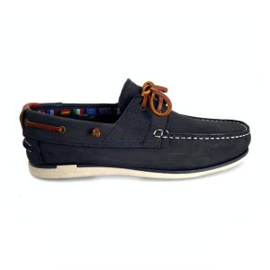 Zapatos náuticos de hombre en piel nobuk marino