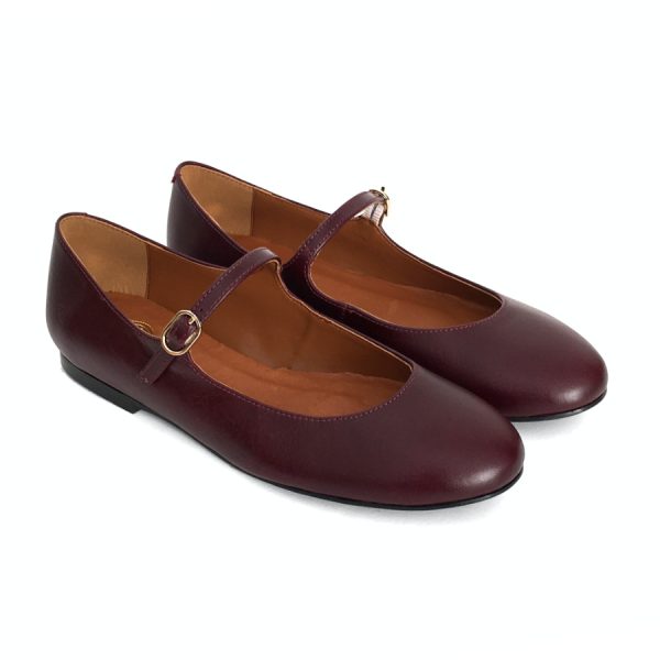 Bailarinas bajas para mujer en piel burdeos