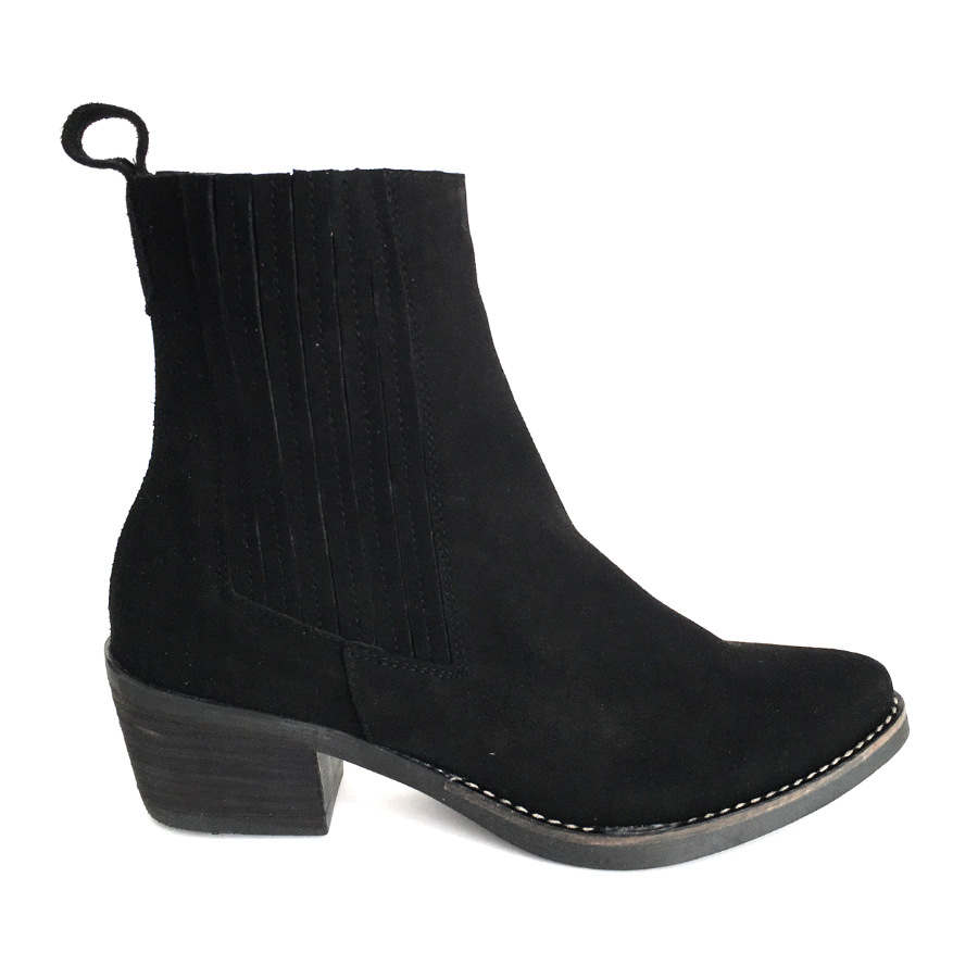 Botines para mujer en piel anteado negro: imagen 1