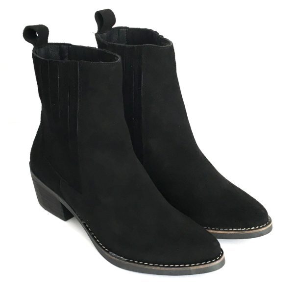 Botines para mujer en piel anteado negro