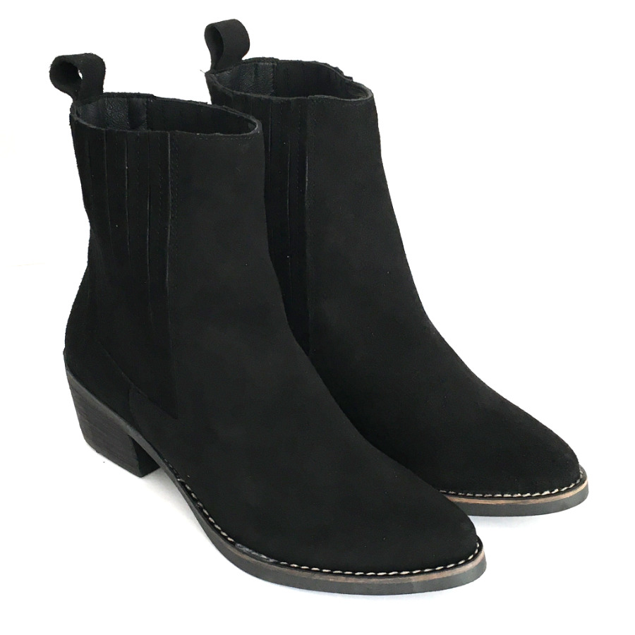 Botines para mujer en piel anteado negro: imagen 2