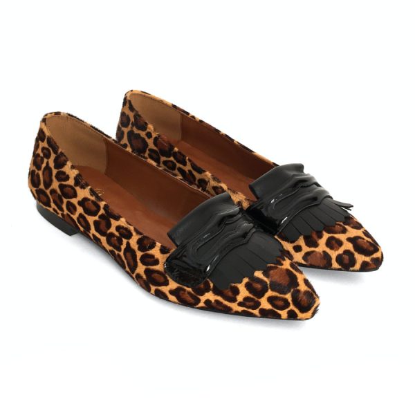 Bailarinas bajas para mujer en piel leopardo y negro
