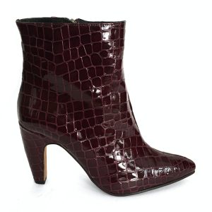 Botines para mujer en piel pitón burdeos