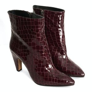 Botines para mujer en piel pitón burdeos