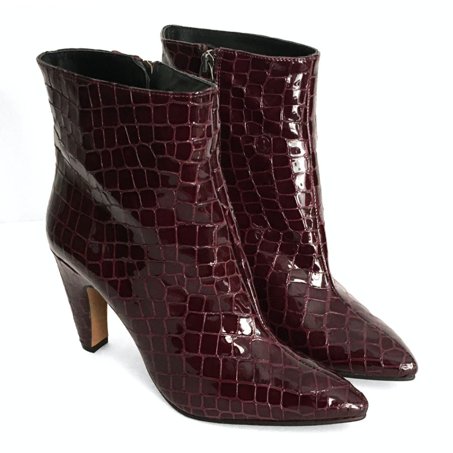 Botines para mujer en piel pitón burdeos: imagen 2