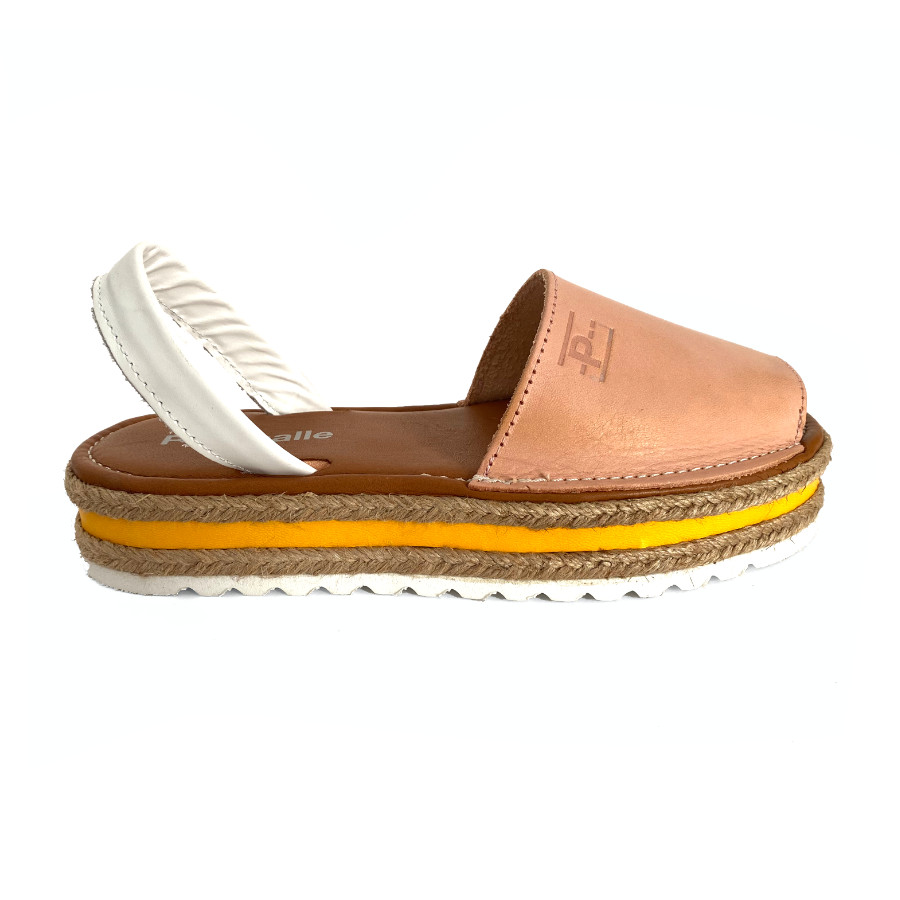 Sandalias bajas para mujer en piel rosa blanco: imagen 1