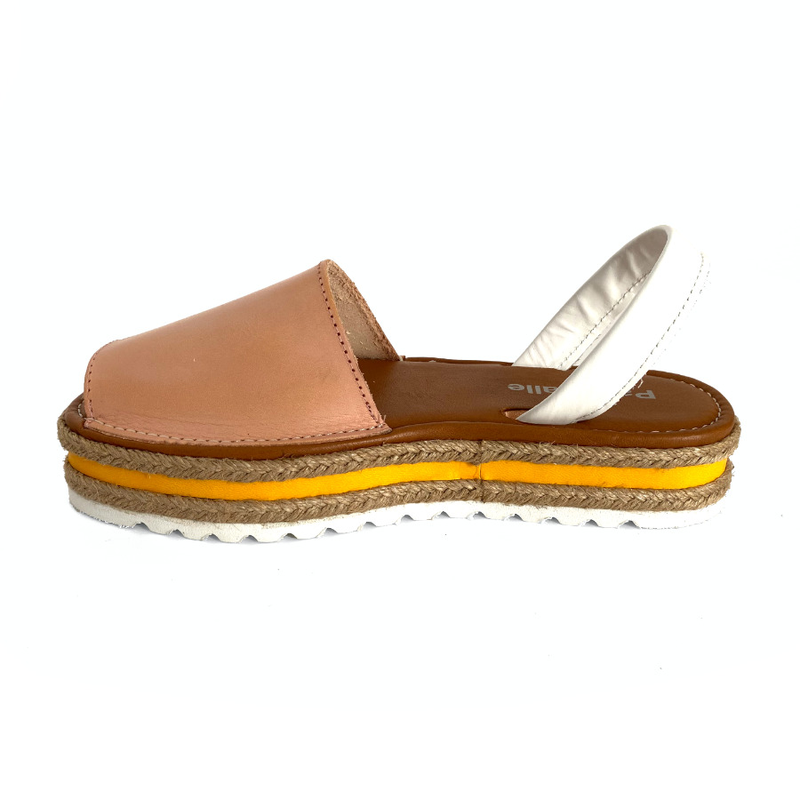 Sandalias bajas para mujer en piel rosa blanco: imagen 5