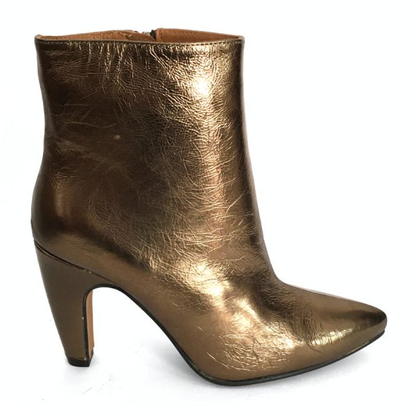 Botines para mujer en piel metal oro viejo