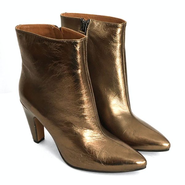 Botines para mujer en piel metal oro viejo