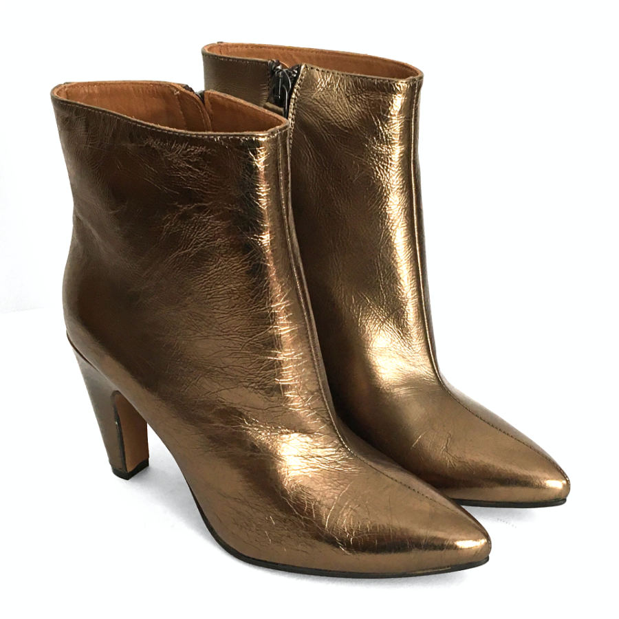 Botines para mujer en piel metal oro viejo: imagen 2