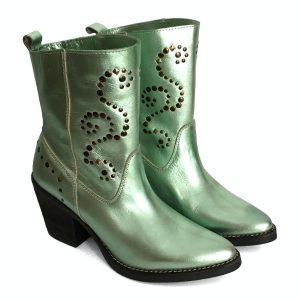 Botas cowboy para mujer en piel green con tachas