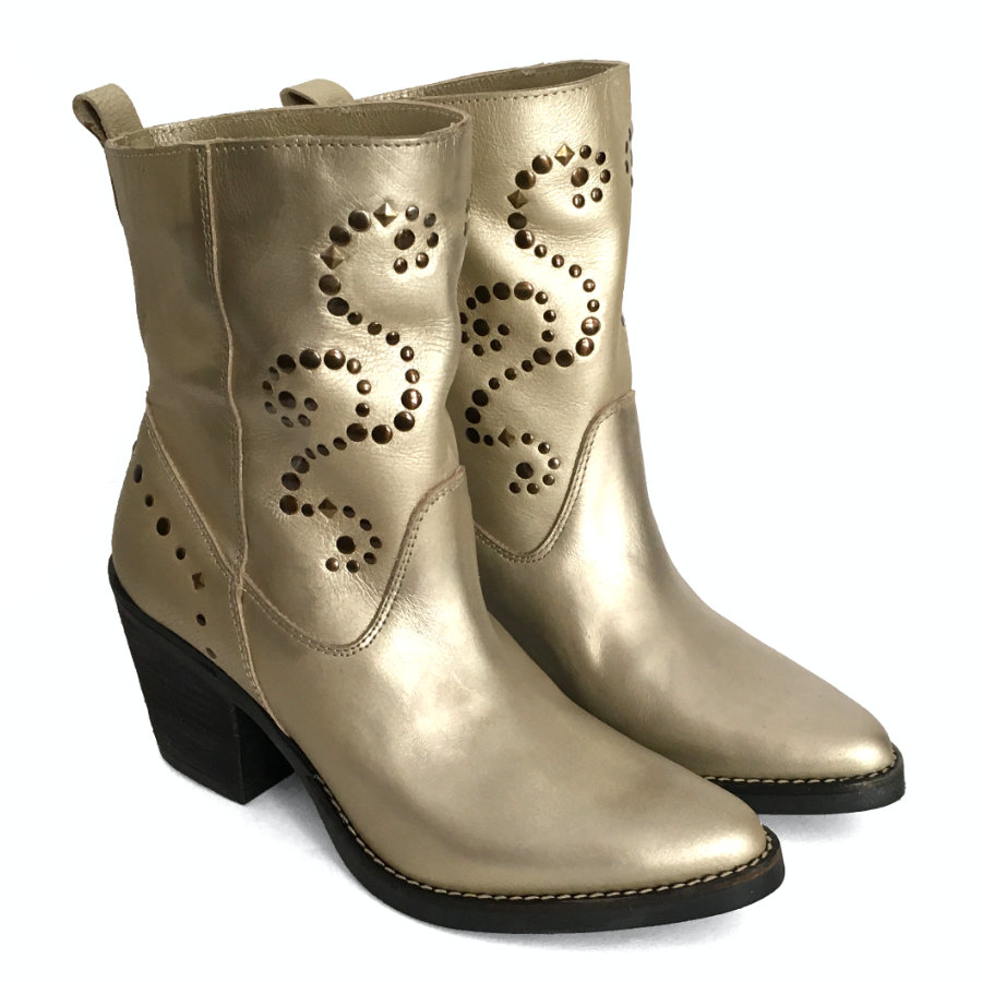 Botas cowboy para mujer en piel beige: imagen 2
