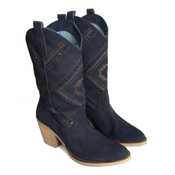 Botas cowboy para mujer en piel marino láser