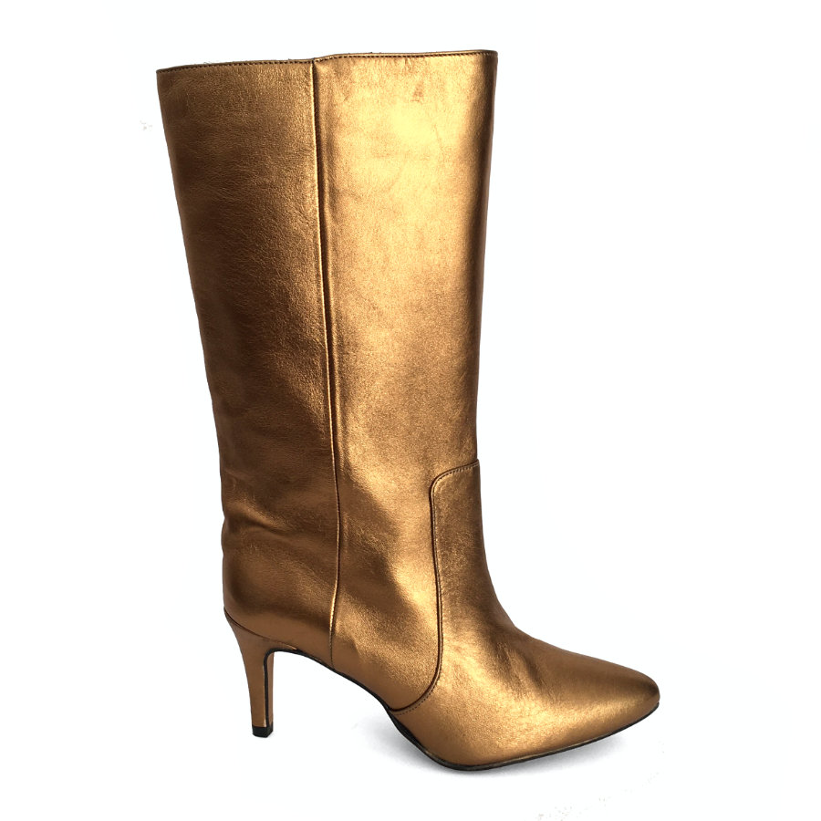 Botas para mujer en piel metal oro viejo: imagen 1