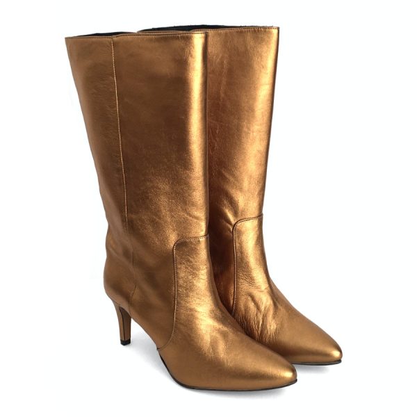 Botas para mujer en piel metal oro viejo