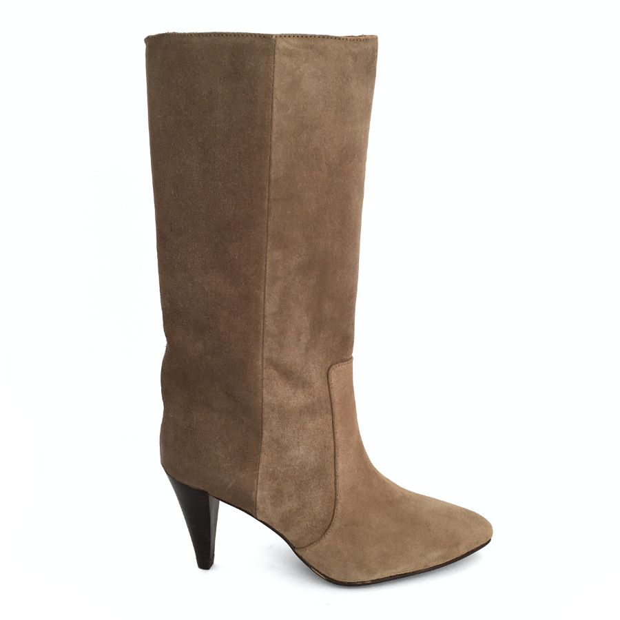 Botas para mujer en piel anteado taupe: imagen 1