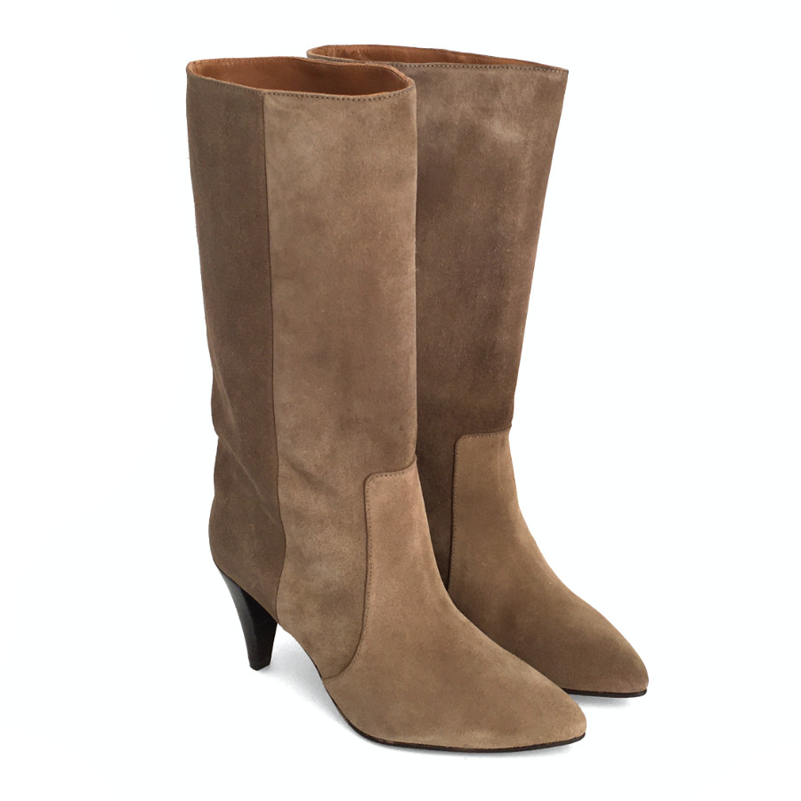 Botas para mujer en piel anteado taupe: imagen 2