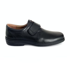 Zapatos ultra confort con velcro para hombre en piel negro