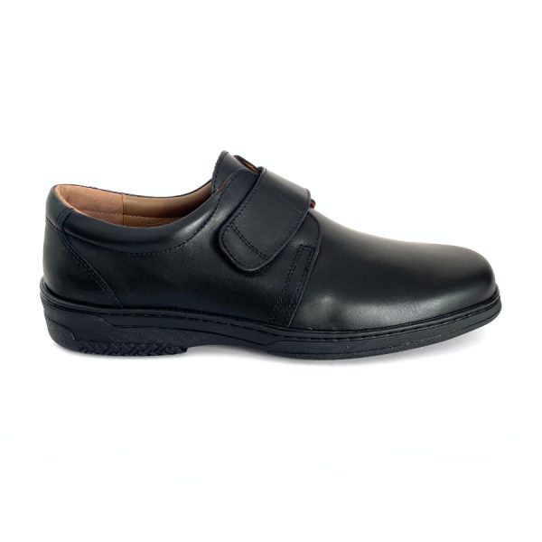 Zapatos ultra confort con velcro para hombre en piel negro