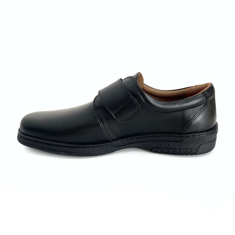 Zapatos ultra confort con velcro para hombre en piel negro: imagen 5
