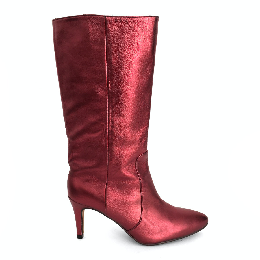 Botas para mujer en piel metal cereza: imagen 1