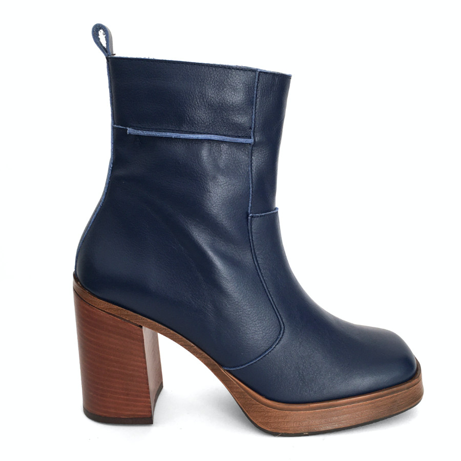 Botas con plataforma para mujer en piel marino: imagen 1