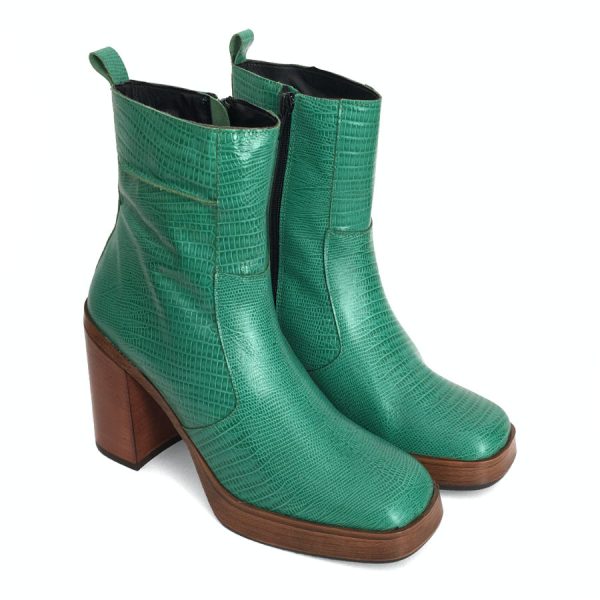 Botas con plataforma para mujer en piel boa verde
