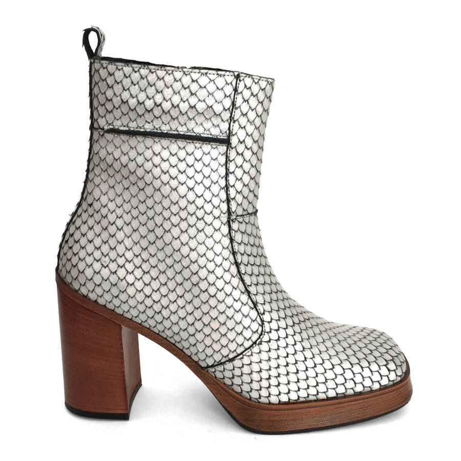 Botas con plataforma para mujer en piel pitón hielo: imagen 1