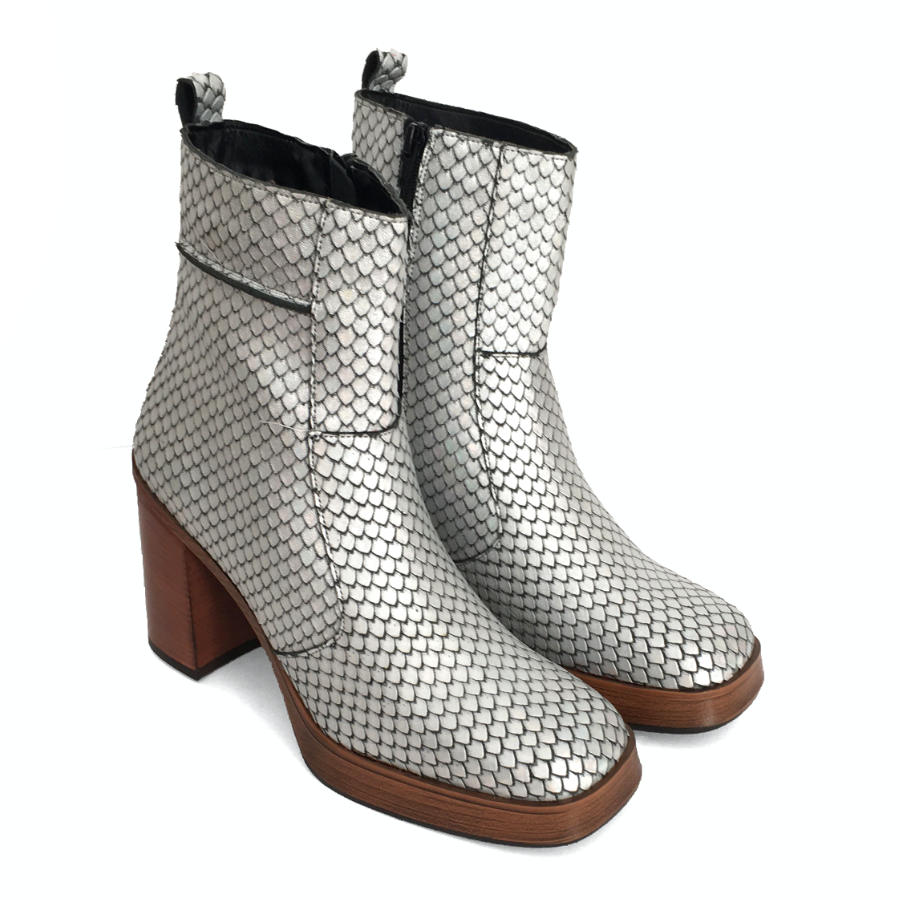 Botas con plataforma para mujer en piel pitón hielo: imagen 2