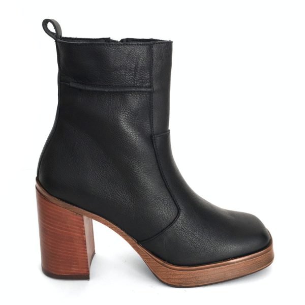 Botas con plataforma para mujer en piel napa negro