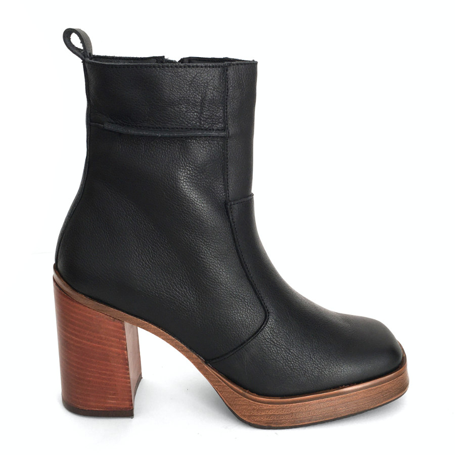 Botas con plataforma para mujer en piel napa negro: imagen 1