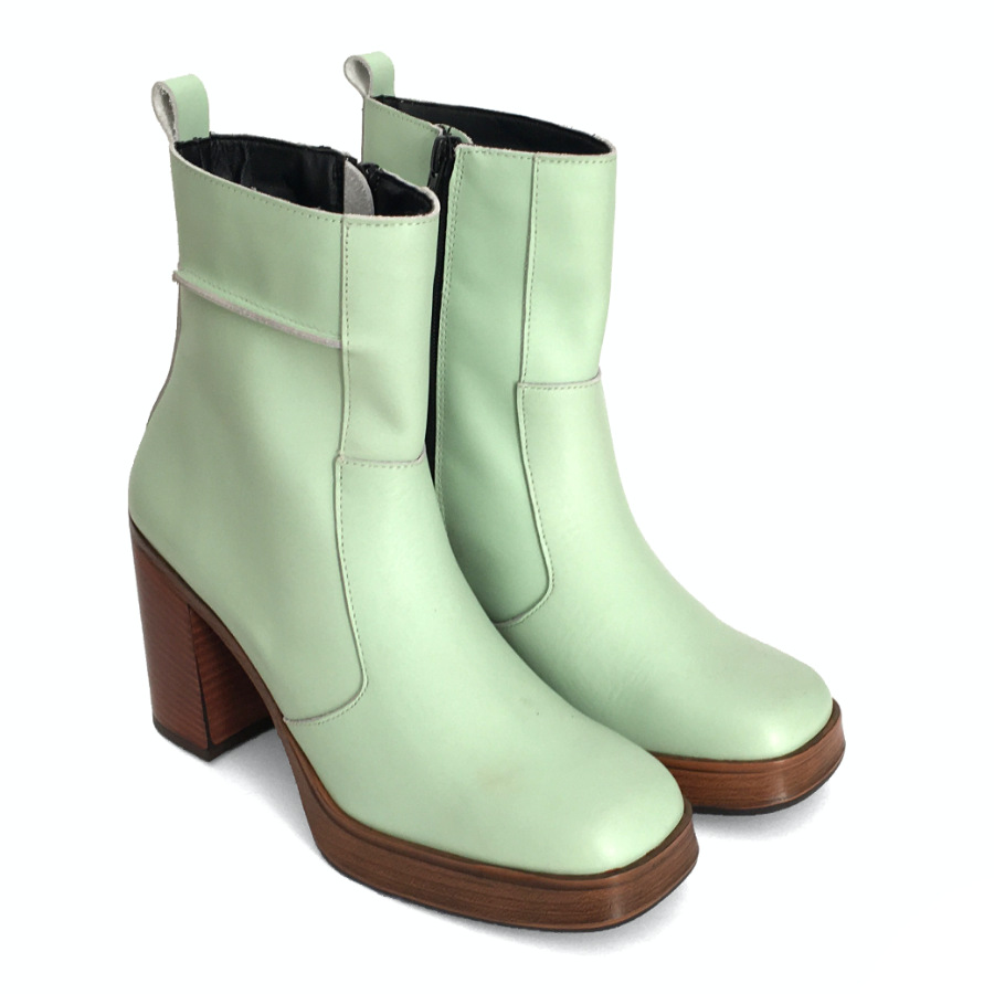 Botas con plataforma para mujer en piel aqua: imagen 2