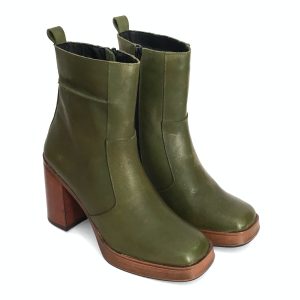 Botas con plataforma para mujer en piel napa kaki