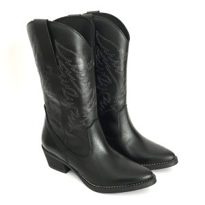 Botas cowboy para mujer en piel napa negro