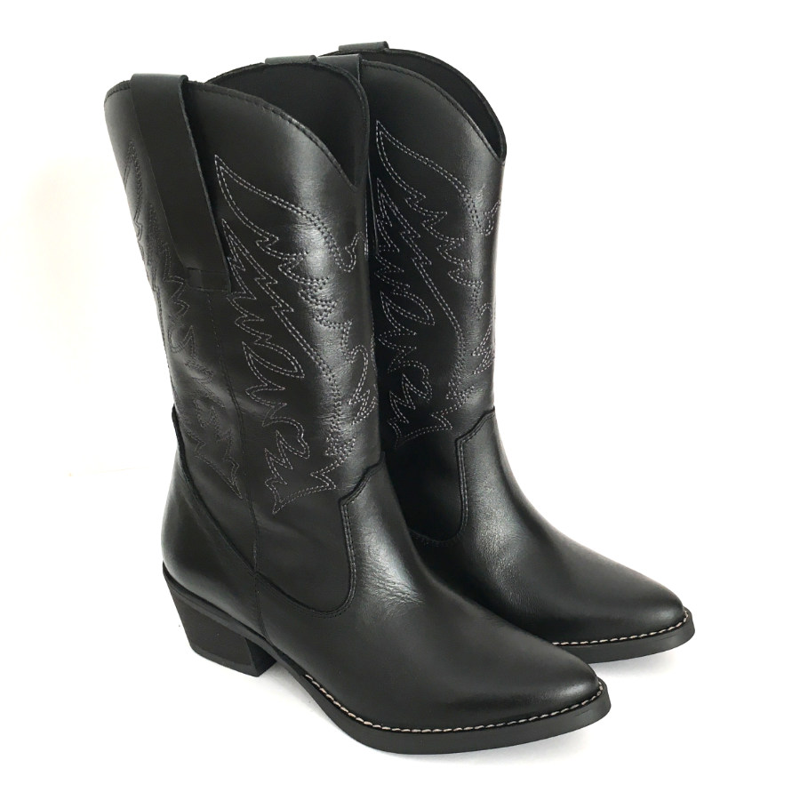 Botas cowboy para mujer en piel napa negro: imagen 2