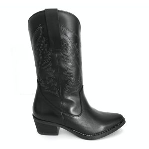 Botas cowboy para mujer en piel napa negro