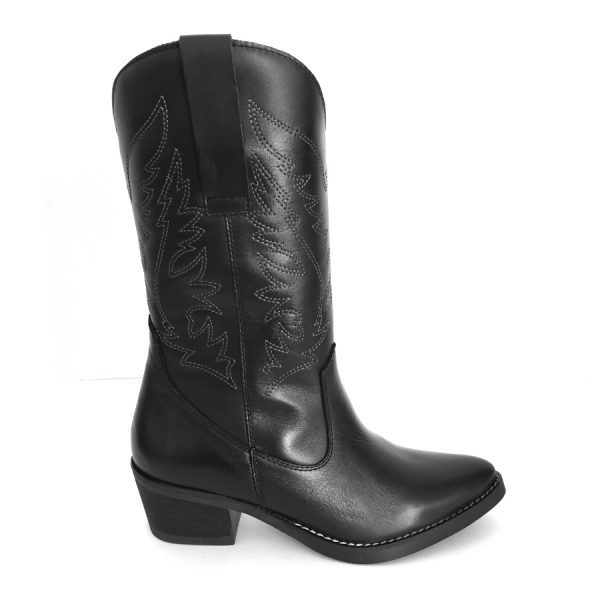 Botas cowboy para mujer en piel napa negro