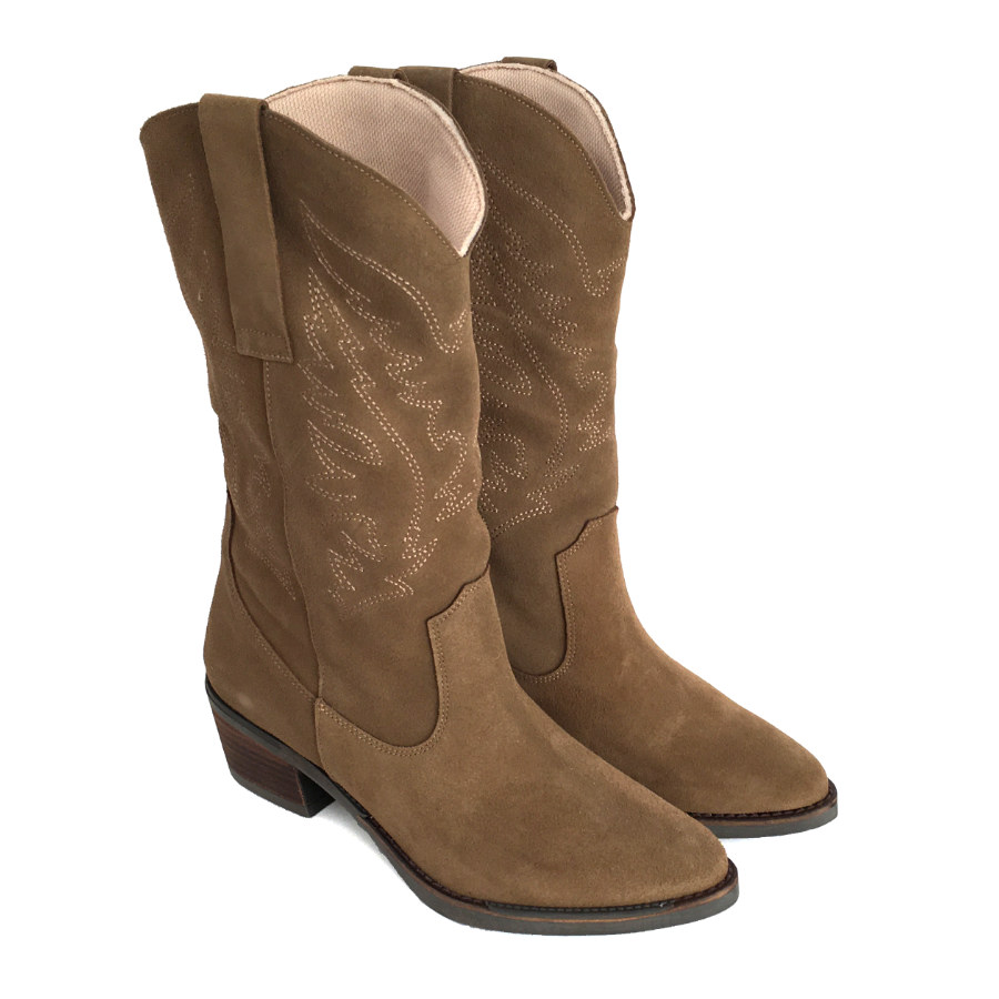 Botas cowboy para mujer en piel oliva: imagen 2