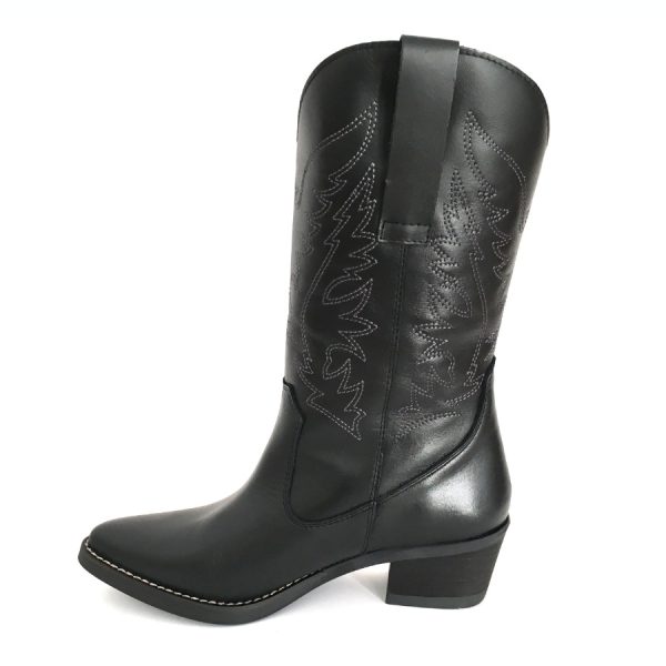 Botas cowboy para mujer en piel napa negro