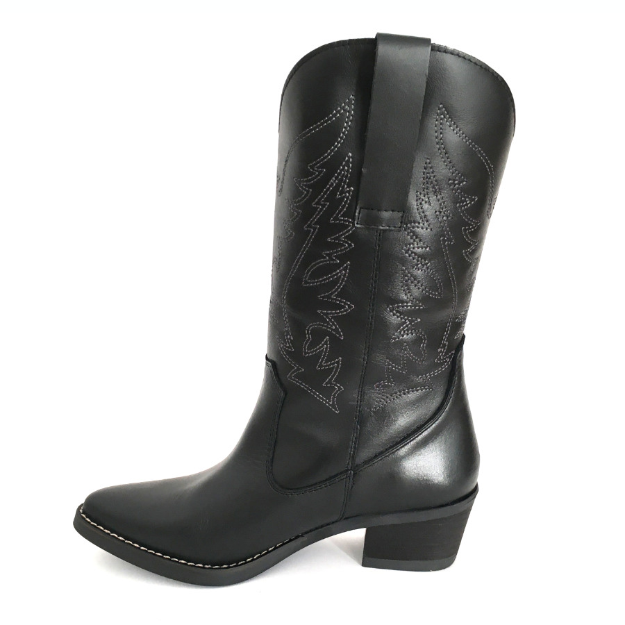 Botas cowboy para mujer en piel napa negro: imagen 4
