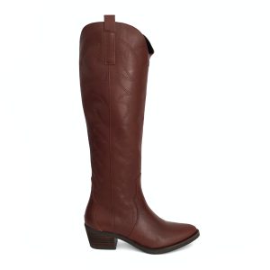 Botas cowboy altas para mujer en piel cuero