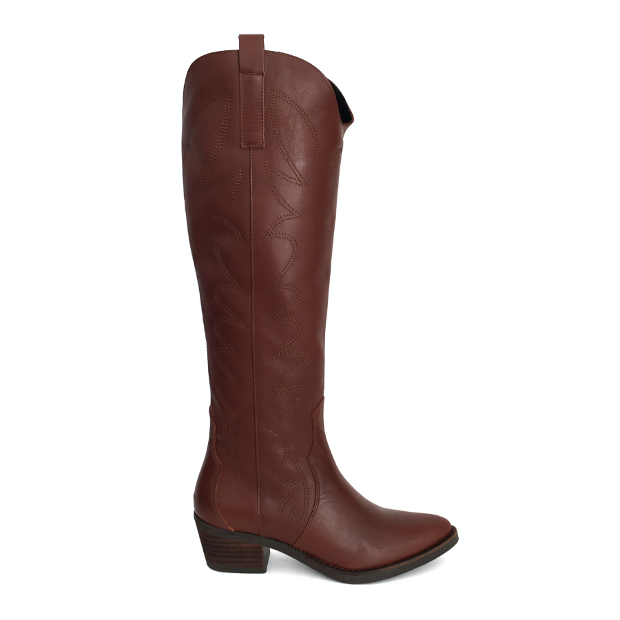 Botas cowboy altas para mujer en piel cuero: imagen 1