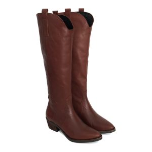 Botas cowboy altas para mujer en piel cuero