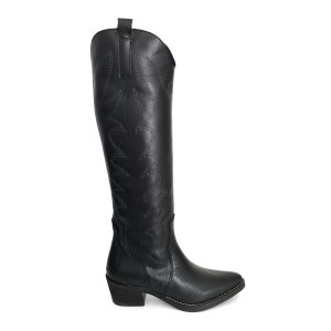 Botas cowboy altas para mujer en piel negro
