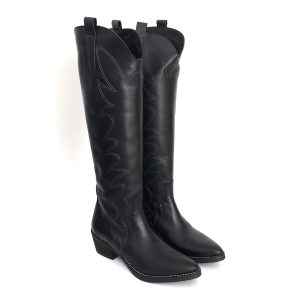 Botas cowboy altas para mujer en piel negro
